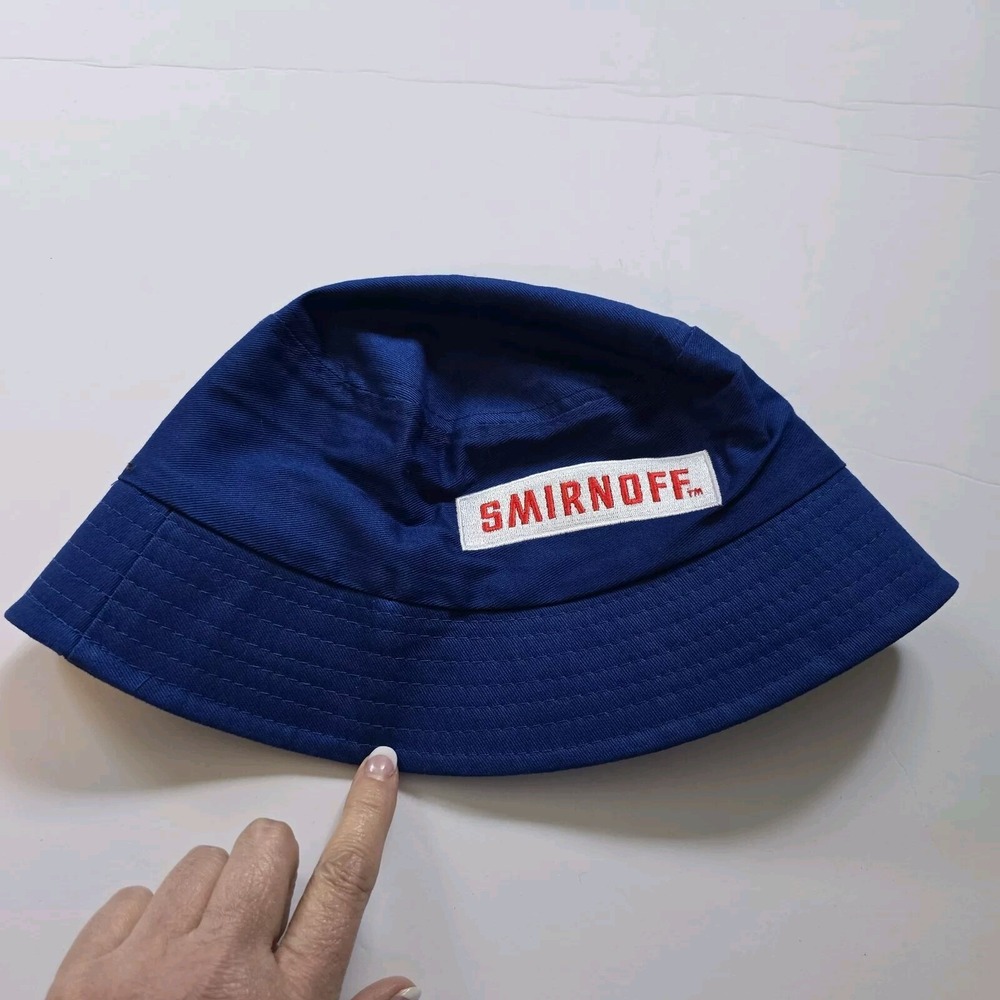 Smirnoff Bucket Hat One Size OS Blue Beachy Coastal Nautical Summer Vacay